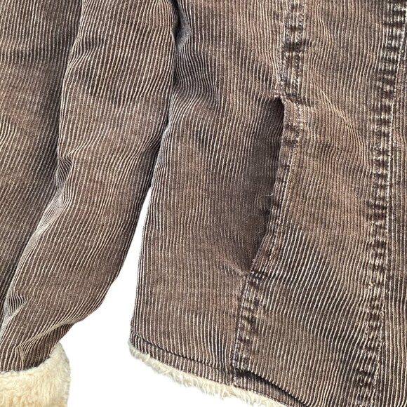 Arizona Jeans Co Corduroy Sherpa Trucker Jacket Wm Sz S Brown 90s Grunge Western - Picture 6 of 14